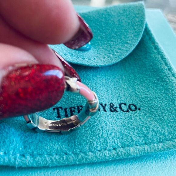 Tiffany & Co Signature X Ring Size 6 Pink Silver - Picture 3 of 5